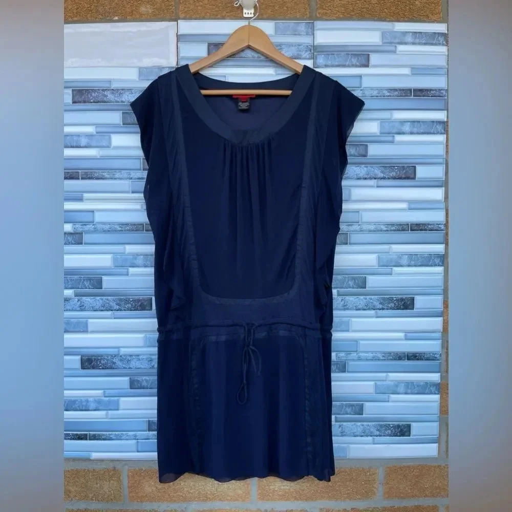 Vivienne Tam Navy Dress with Drawstring Blue medium